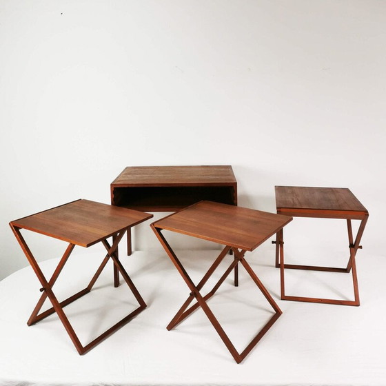 Image 1 of Set of 3 vintage teak side tables by I. Wikkelso for Cfc Silkeborg, Denmark 1960s