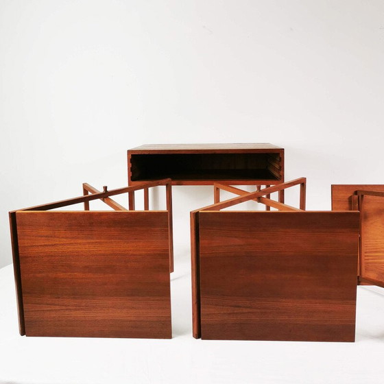 Image 1 of Set of 3 vintage teak side tables by I. Wikkelso for Cfc Silkeborg, Denmark 1960s
