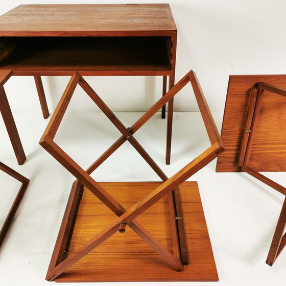 Image 1 of Set of 3 vintage teak side tables by I. Wikkelso for Cfc Silkeborg, Denmark 1960s