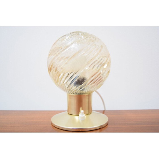 Image 1 of Vintage glass and brass lamp, Czechoslovakia 1970