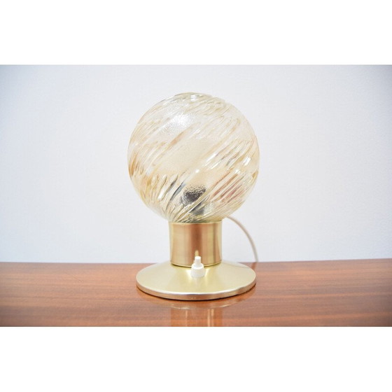 Image 1 of Vintage glass and brass lamp, Czechoslovakia 1970