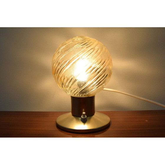 Image 1 of Vintage glass and brass lamp, Czechoslovakia 1970