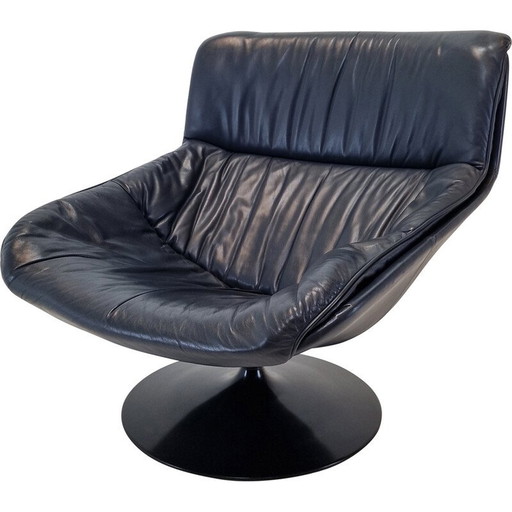 Vintage F518 chair in wood and leather by Geoffrey Harcourt for Artifort, 1970