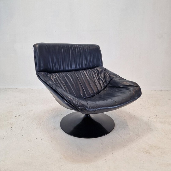 Image 1 of Vintage F518 chair in wood and leather by Geoffrey Harcourt for Artifort, 1970