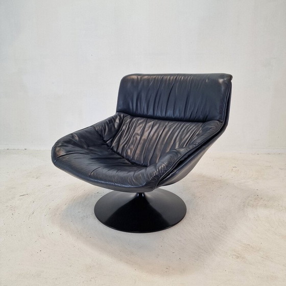 Image 1 of Vintage F518 chair in wood and leather by Geoffrey Harcourt for Artifort, 1970