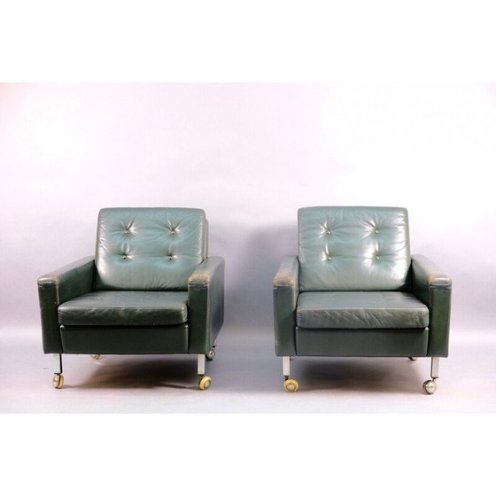 Image 1 of Pair of vintage aniline leather armchairs, Germany 1969
