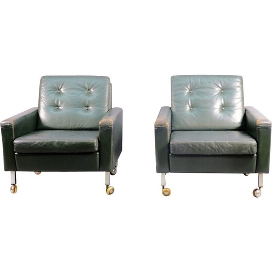 Image 1 of Pair of vintage aniline leather armchairs, Germany 1969