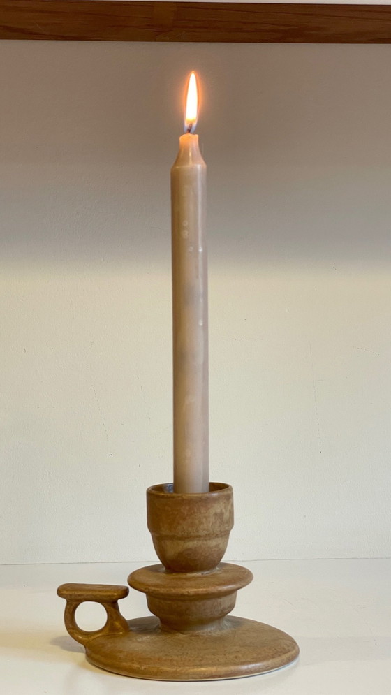 Image 1 of Portacandele geometrico a forma di mano in gres francese d'epoca