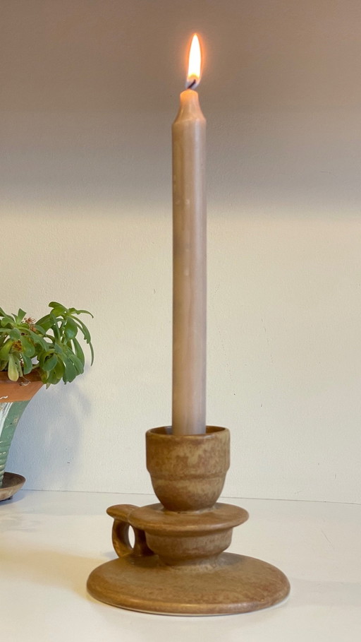 Geometric Hand Candleholder Vintage Stoneware France