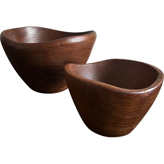 Image 1 of Pair of vintage teak salad bowls, 1960