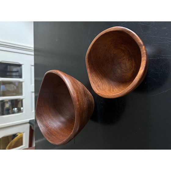 Image 1 of Pair of vintage teak salad bowls, 1960