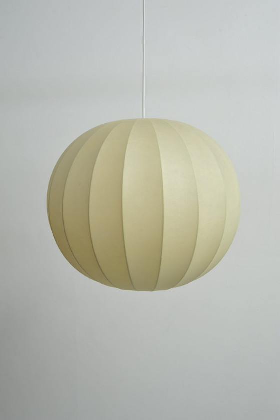 Image 1 of Cocoon hanging lamp cream white 1960s