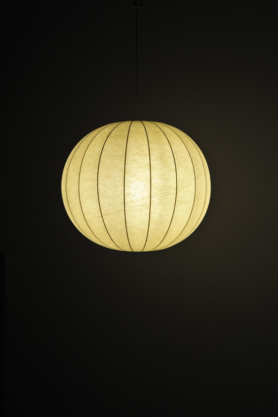 Image 1 of Cocoon hanging lamp cream white 1960s