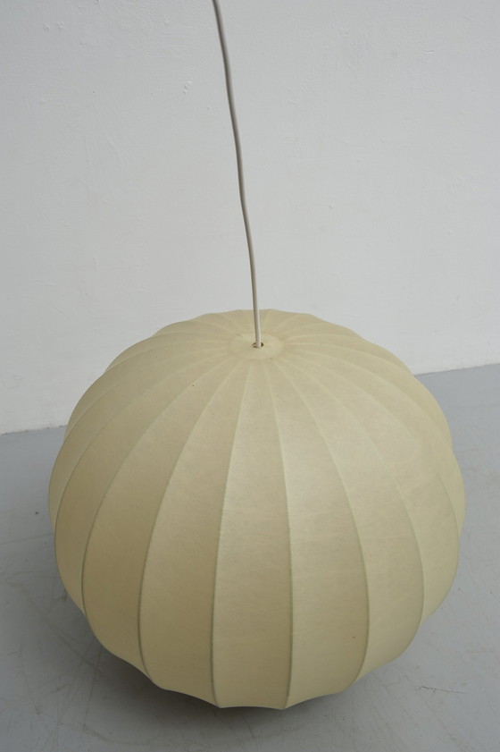 Image 1 of Cocoon hanging lamp cream white 1960s