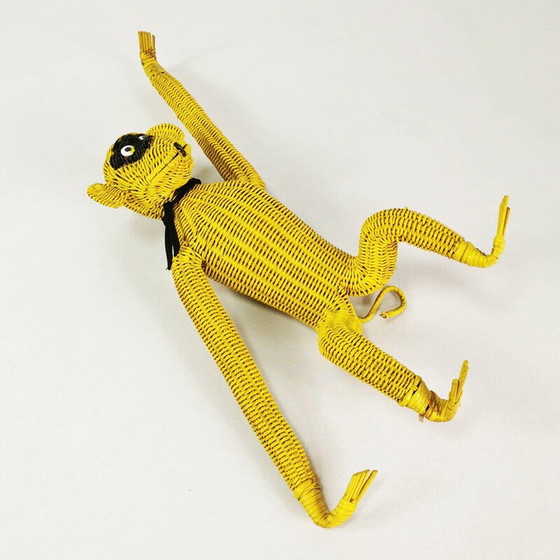 Image 1 of Vintage hanging wicker monkey, Germany 1960