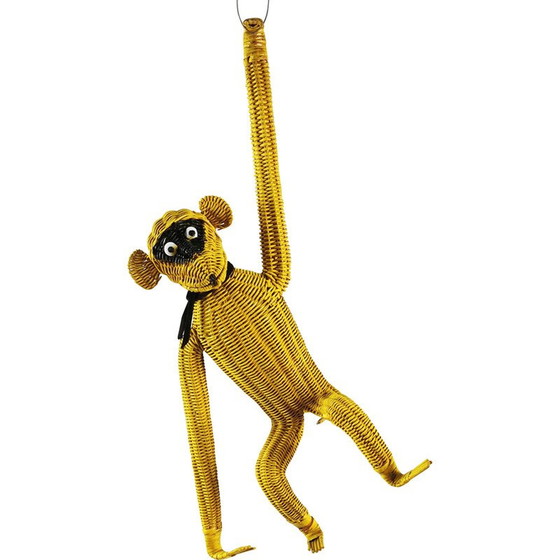 Image 1 of Vintage hanging wicker monkey, Germany 1960