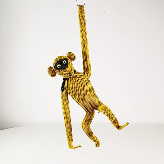 Image 1 of Vintage hanging wicker monkey, Germany 1960