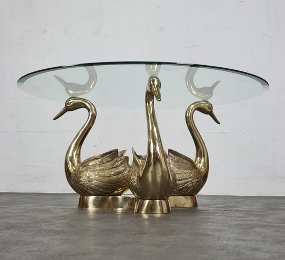 Image 1 of Hollywood Regency brass coffee table