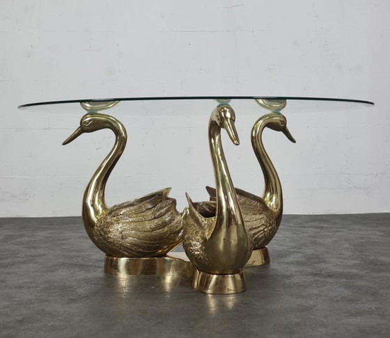 Image 1 of Hollywood Regency brass coffee table