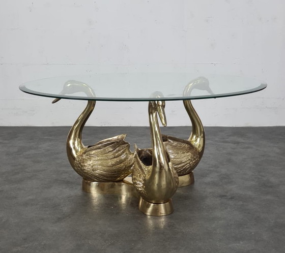 Image 1 of Hollywood Regency brass coffee table