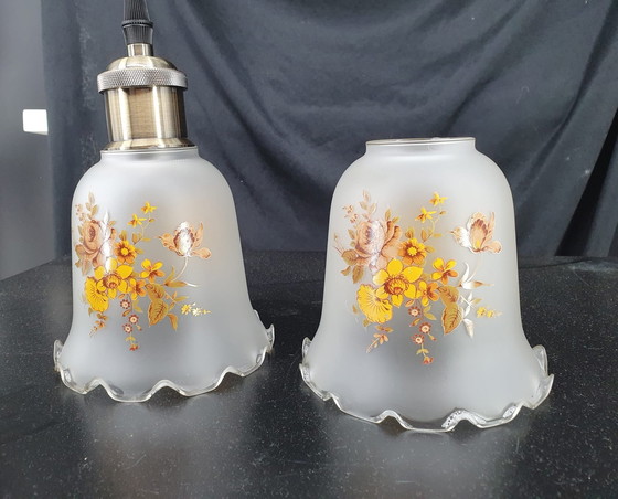 Image 1 of 1489 Lampade a sospensione in vetro vintage con fiori