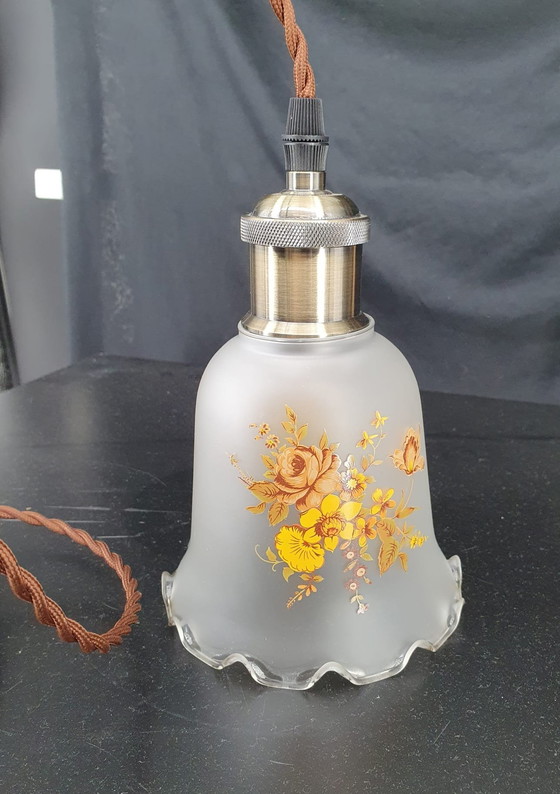 Image 1 of 1489 Lampade a sospensione in vetro vintage con fiori