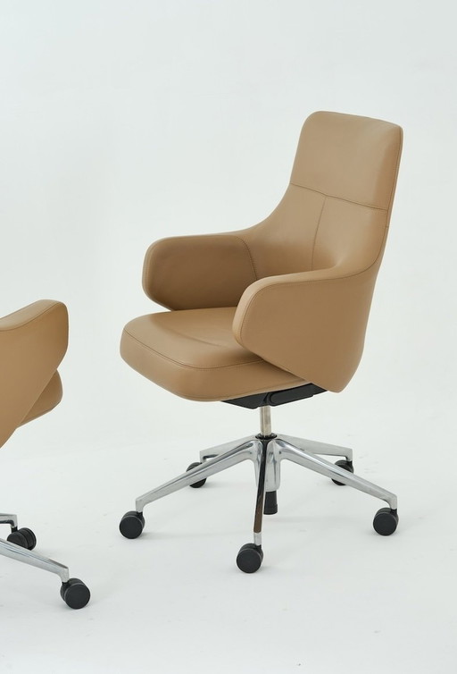 Armchair Grand Conference Lowback - Aluminium, Leather