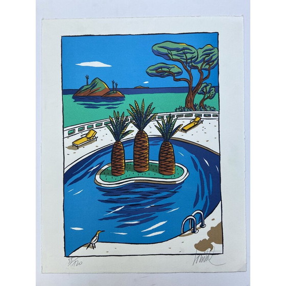 Image 1 of Serigrafia d'epoca delle tre palme di Jacques de Loustal, 2008