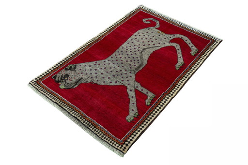 Hand-knotted Gabbeh nomadic rug - tiger motif