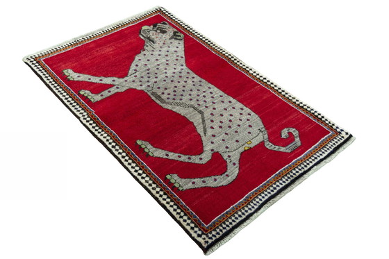 Image 1 of Hand-knotted Gabbeh nomadic rug - tiger motif