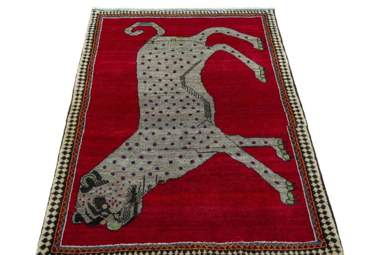 Image 1 of Hand-knotted Gabbeh nomadic rug - tiger motif