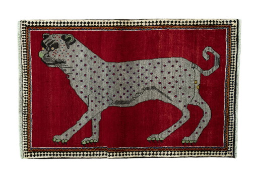 Hand-knotted Gabbeh nomadic rug - tiger motif