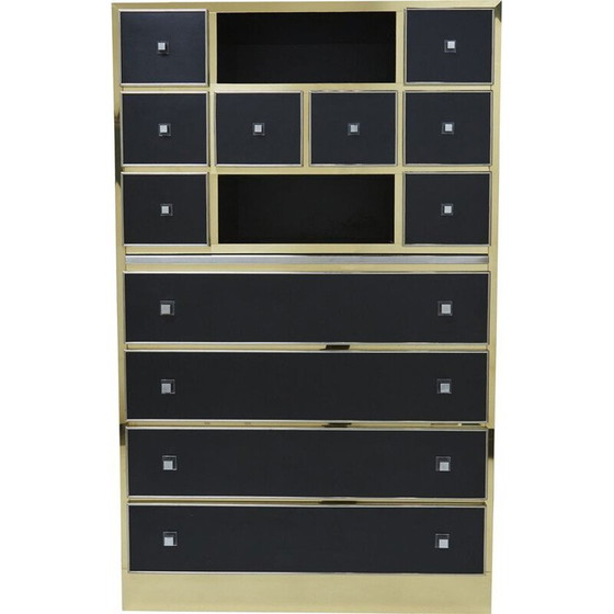 Image 1 of Vintage lacquered brass secretary by Michel Pigneres, 1970
