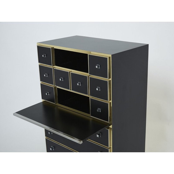 Image 1 of Vintage lacquered brass secretary by Michel Pigneres, 1970