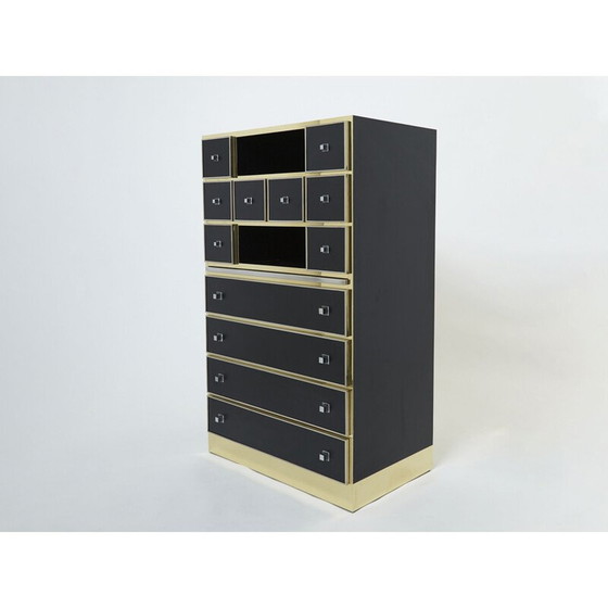 Image 1 of Vintage lacquered brass secretary by Michel Pigneres, 1970