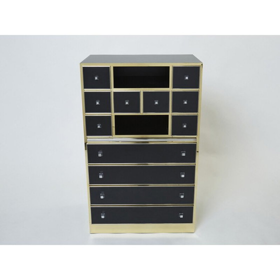 Image 1 of Vintage lacquered brass secretary by Michel Pigneres, 1970