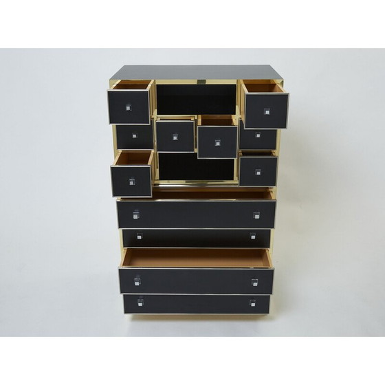 Image 1 of Vintage lacquered brass secretary by Michel Pigneres, 1970