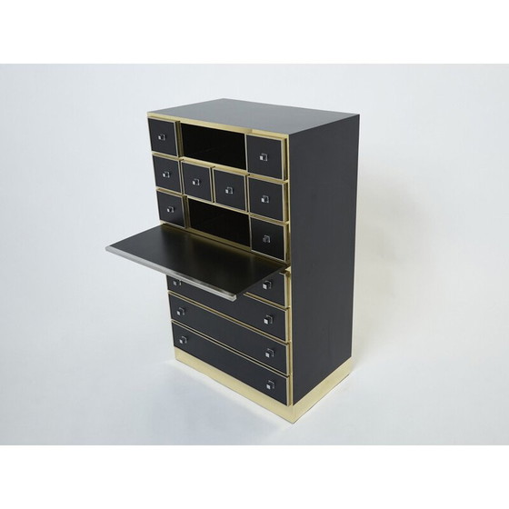 Image 1 of Vintage lacquered brass secretary by Michel Pigneres, 1970