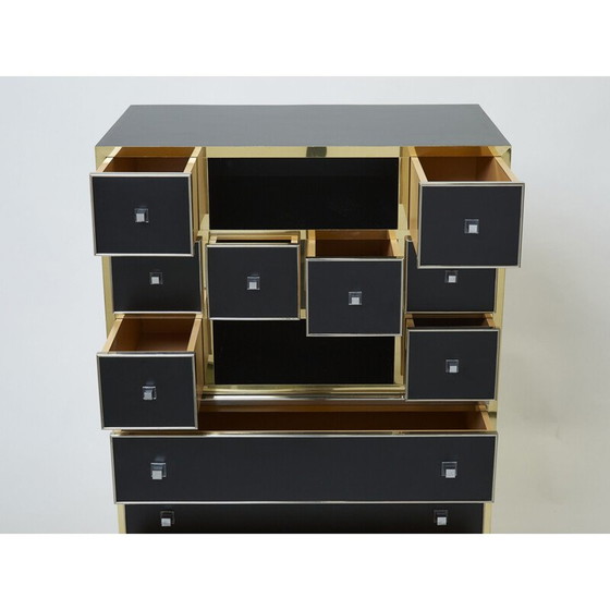 Image 1 of Vintage lacquered brass secretary by Michel Pigneres, 1970