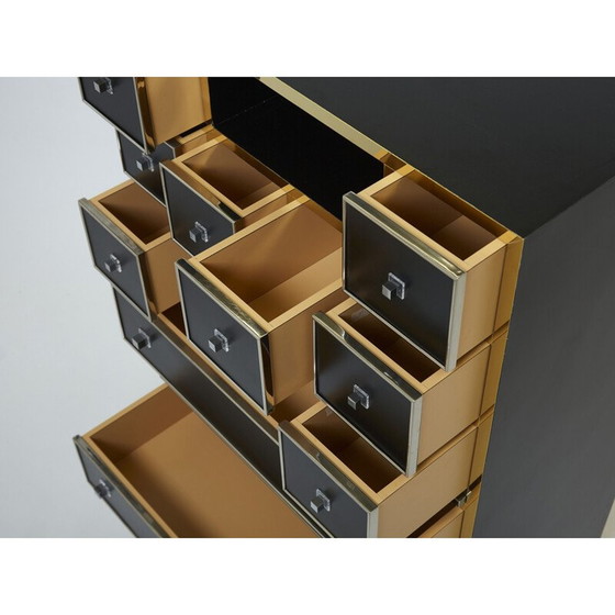 Image 1 of Vintage lacquered brass secretary by Michel Pigneres, 1970