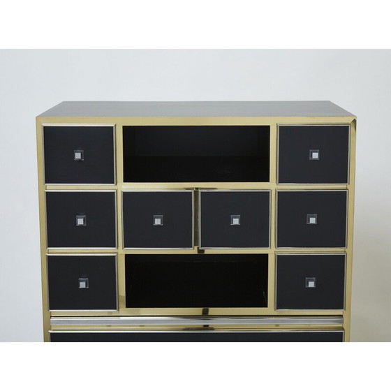 Image 1 of Vintage lacquered brass secretary by Michel Pigneres, 1970