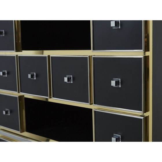 Image 1 of Vintage lacquered brass secretary by Michel Pigneres, 1970