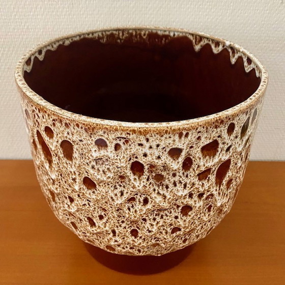 Image 1 of XL Flower Pot Ceramic Fat Lava West Germany Style