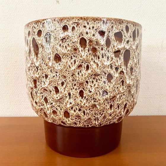 Image 1 of XL Flower Pot Ceramic Fat Lava West Germany Style