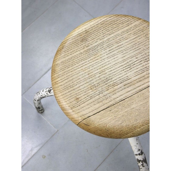 Image 1 of Vintage Industrial White Swivel Chair