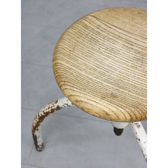 Image 1 of Vintage Industrial White Swivel Chair