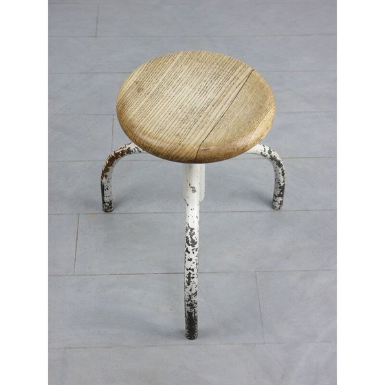 Image 1 of Vintage Industrial White Swivel Chair