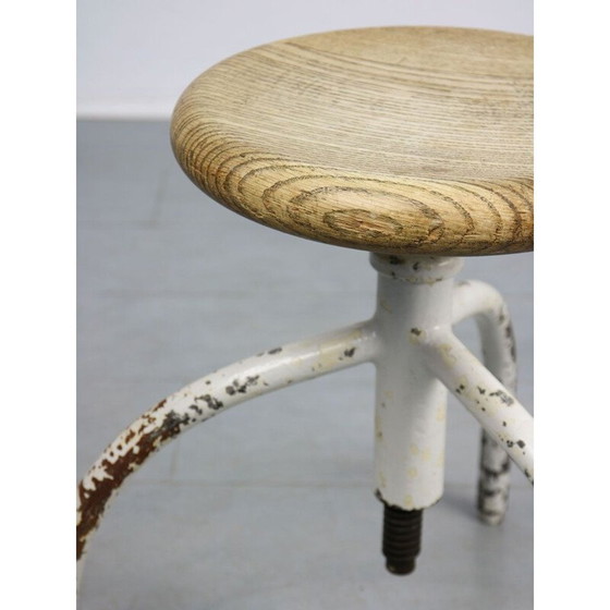 Image 1 of Vintage Industrial White Swivel Chair