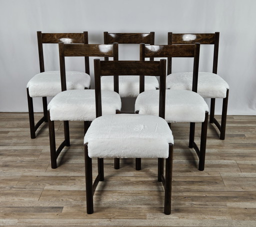 6x Dining room chairs covered in "teddy bear" fur