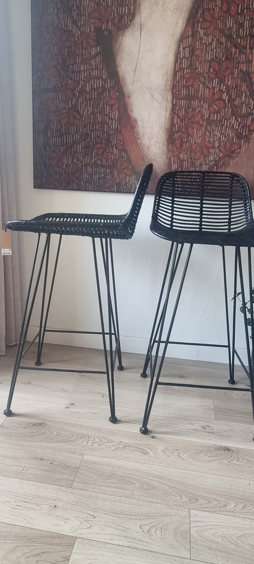 HK Living Barstool 2 Pieces Black